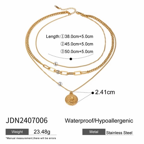 18K Gold Plated Layered Coin Pendant Necklace - Picture 6 of 7